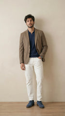 Wood Brown Tweed Blazer | 100% Wool, Classic Structured Fit