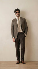 Biscuit Brown Tweed Blazer | 100% Wool, Classic Structured Fit