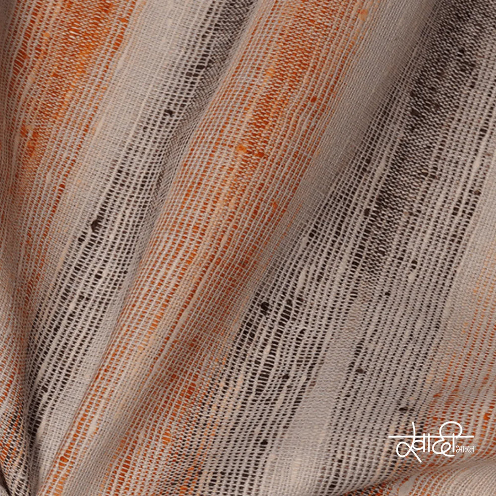 Khadi Kurta Pajama Fabric Combo Set - Unstitched Off Brown Traditional Khadi