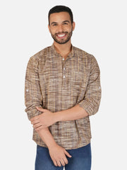 Pure Khadi Short Kurta in Coffee Color