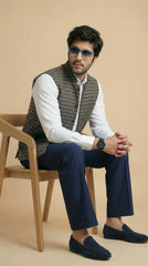 Steel Grey Signature Nehru Fit Jacket | 100% Woolen