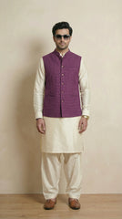 Magenta Signature Nehru Fit Jacket | 100% Woolen