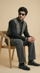 Reversible Iron Grey Nehru Fit Jacket | 100% Woolen