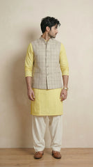 Off White Signature Nehru Fit Jacket | 100% Woolen