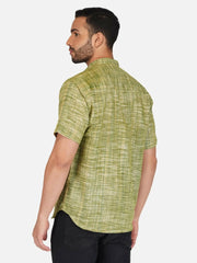 Pure Khadi Short Kurta in Green Color