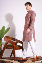 Maroon Color Khadi Kurta
