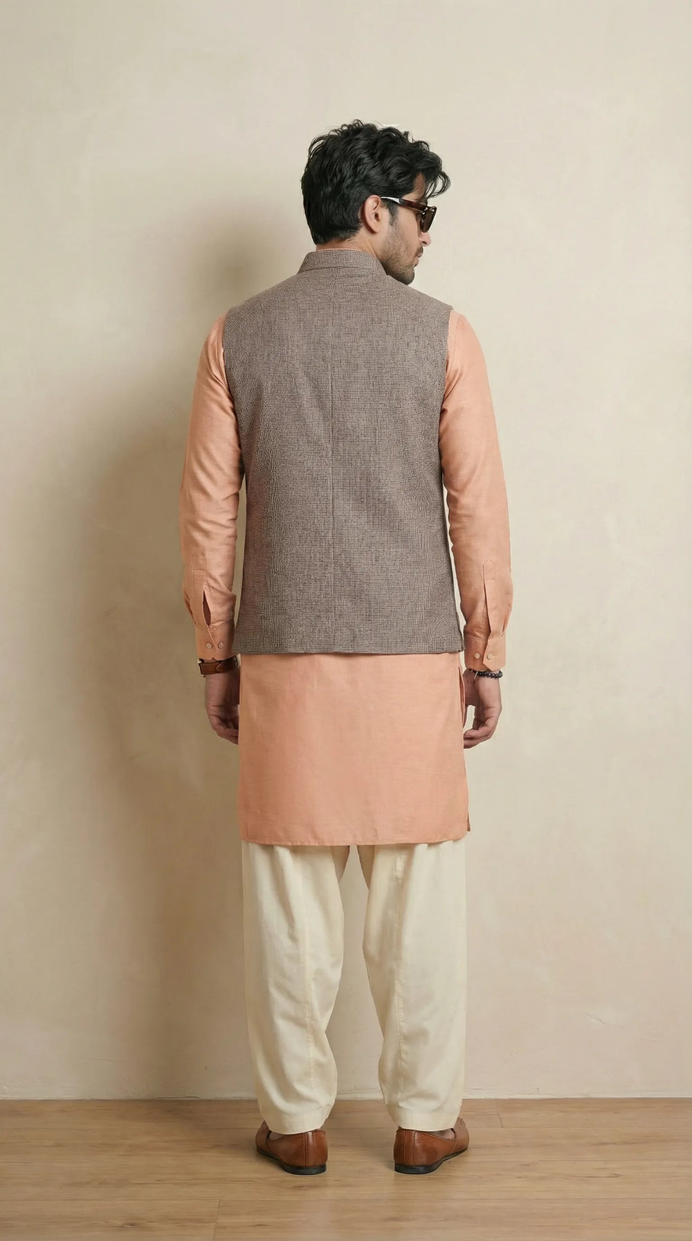 Soft Brown Signature Nehru Fit Jacket | 100% Woolen