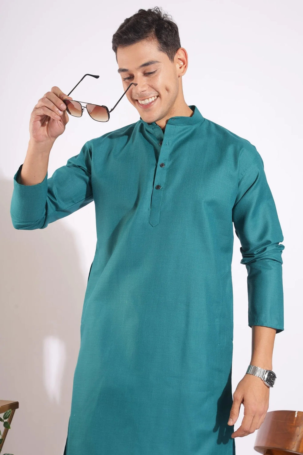 Vibrant Green Plain Kurta