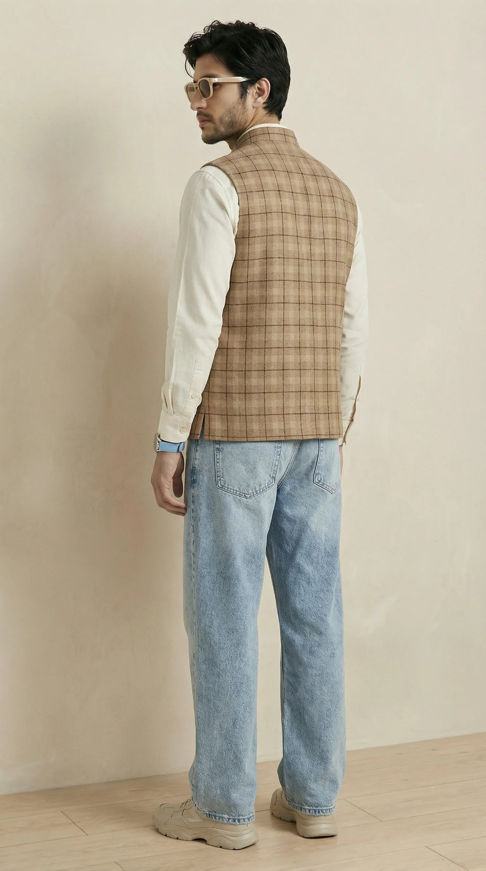 Camel Brown Signature Nehru Fit Jacket | 100% Woolen