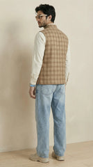 Camel Brown Signature Nehru Fit Jacket | 100% Woolen