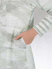 Khadi Kurta Traditional Off-White Blended with Green Colour
