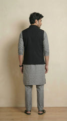 Black Signature Nehru Fit Jacket | 100% Woolen