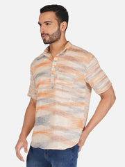 Pure Khadi Short Kurta in Golden Color