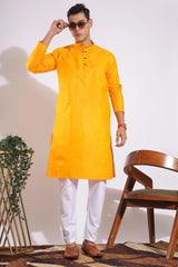 Traditional Yellowish Orange Plain Kurta