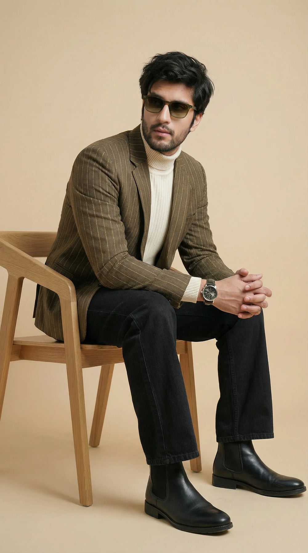 Olive Tweed Blazer | 100% Wool, Classic Structured Fit