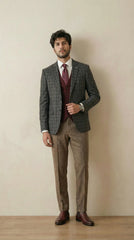Stone Grey Tweed Blazer | 100% Wool, Classic Structured Fit