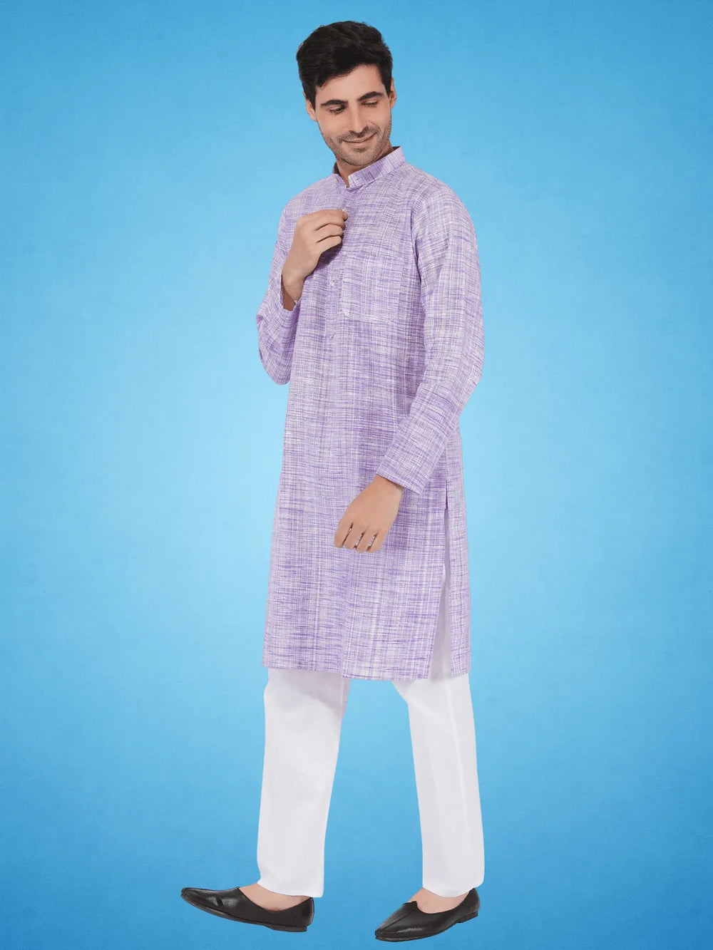 Purple Colour Khadi Kurta