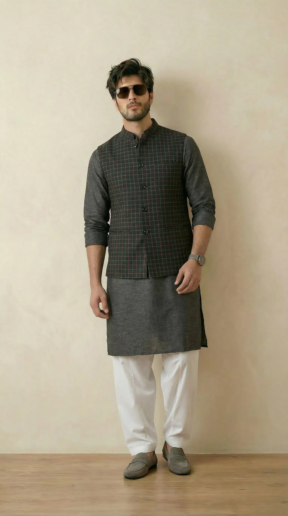 Reversible Coal Nehru Fit Jacket | 100% Woolen