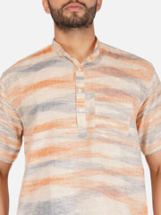 Pure Khadi Short Kurta in Golden Color