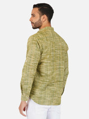 Pure Khadi Short Kurta in Green Color