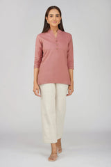 Women's Khadi Short Kurti Coffee Brown