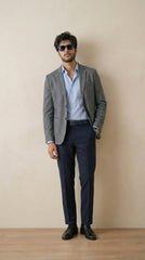 Dark Grey Tweed Blazer | 100% Wool, Classic Structured Fit