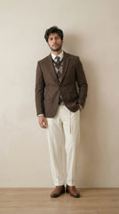 Coffe Brown Tweed Blazer | 100% Wool, Classic Structured Fit