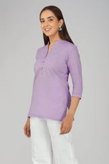 Women's Khadi Short Kurti Lavander