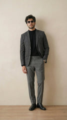 Stone Grey Tweed Blazer | 100% Wool, Classic Structured Fit