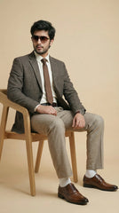 Dusky Brown Tweed Blazer | 100% Wool, Classic Structured Fit