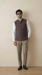 Reversible Brick Red Nehru Fit Jacket | 100% Woolen