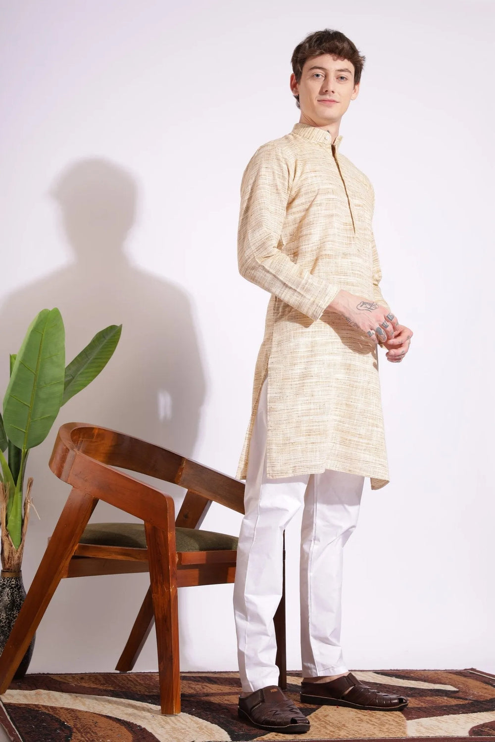 Wheat Color Khadi Cotton Kurta