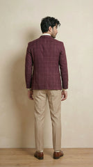 Maroon Tweed Blazer | 100% Wool, Classic Structured Fit