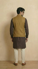 Reversible Khakhi Grey Nehru Fit Jacket | 100% Woolen