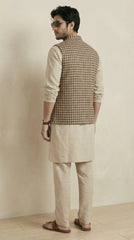 Reversible Tan & Black Nehru Fit Jacket | 100% Woolen