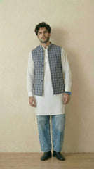 Powder Blue Signature Nehru Fit Jacket | 100% Woolen