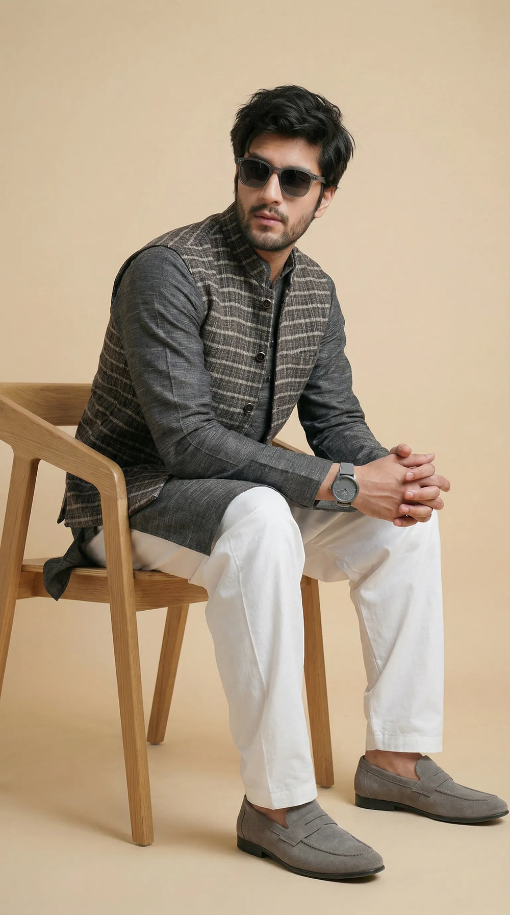 Reversible Iron Grey Nehru Fit Jacket | 100% Woolen