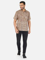 Pure Khadi Short Kurta in Coffee Color