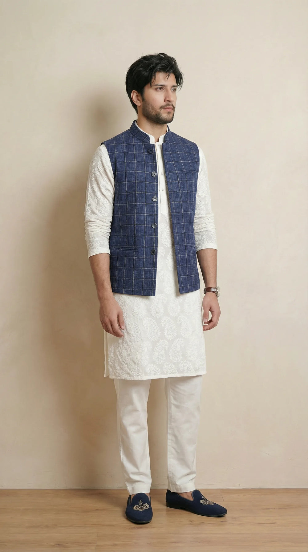 Indigo Signature Nehru Fit Jacket | 100% Woolen