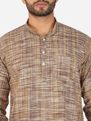 Pure Khadi Short Kurta in Coffee Color