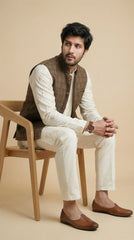 Reversible Wood Brown Nehru Fit Jacket | 100% Woolen