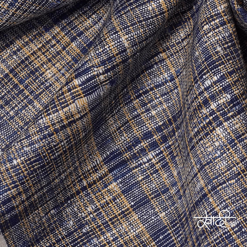 Khadi Kurta Pajama Fabric Combo Set - Unstitched Blue Traditional Khadi