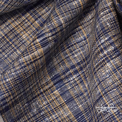 Khadi Kurta Pajama Fabric Combo Set - Unstitched Blue Traditional Khadi