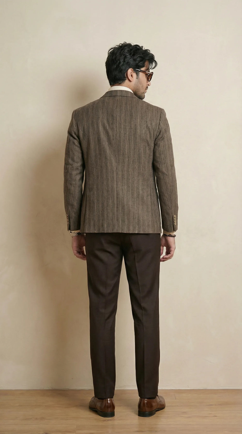 Biscuit Brown Tweed Blazer | 100% Wool, Classic Structured Fit
