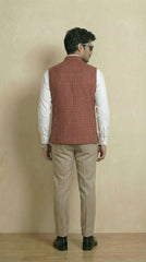 Reversible Brick Red Nehru Fit Jacket | 100% Woolen