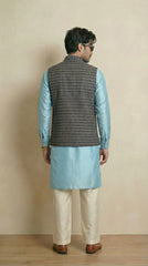 Steel Grey Signature Nehru Fit Jacket | 100% Woolen