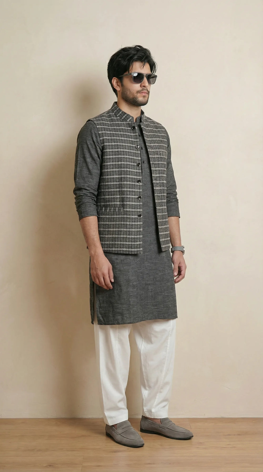 Reversible Iron Grey Nehru Fit Jacket | 100% Woolen
