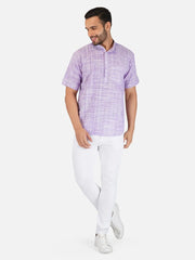 Pure Khadi Short Kurta in Purple Color