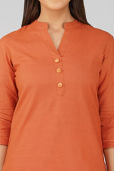 Women's Khadi Short Kurti Rust Orange
