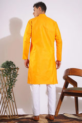 Traditional Yellowish Orange Plain Kurta